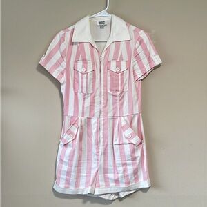 Pink and white stripe Unique Vintage jumpsuit